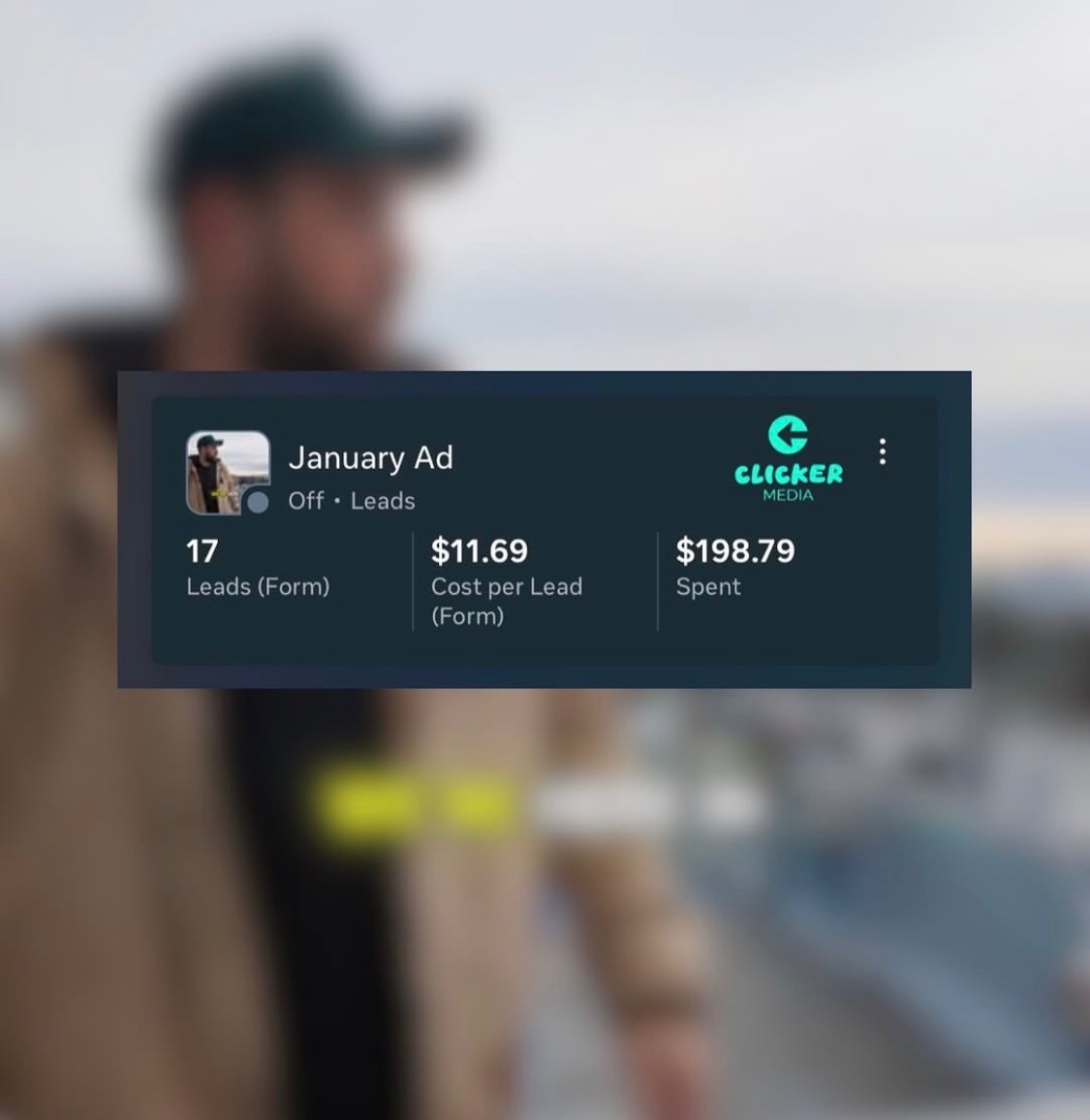 January ad analytics: 17 leads at $11.69 per lead